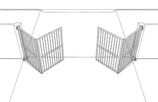 double bi-folding partly open