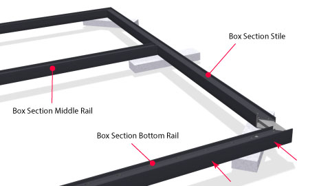 Close up of one corner of the bottom rail showing it being fitted
