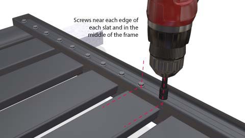 Close up of the screw pattern for the slats.