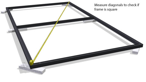 Frame Screwed together with a tape measure across a diagonal.