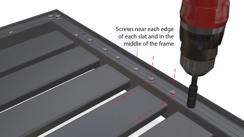 Close up of the screw pattern for the slats