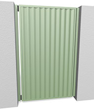No-weld Pedestrian Gate with vertical Colorbond sheeting on the front of the frame