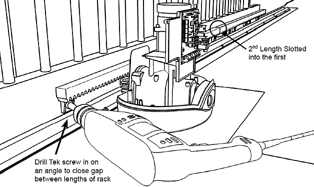 fixing the second length of rack to the gate